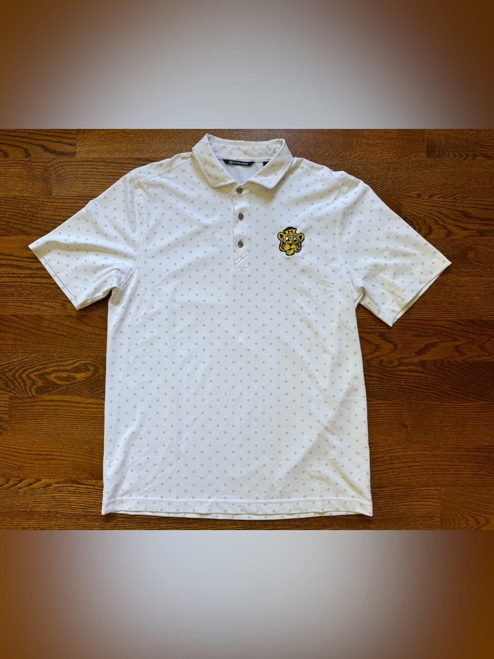 Cutter & Buck Michigan Wolverines Golf Polo Shirt Mens Medium White Printed